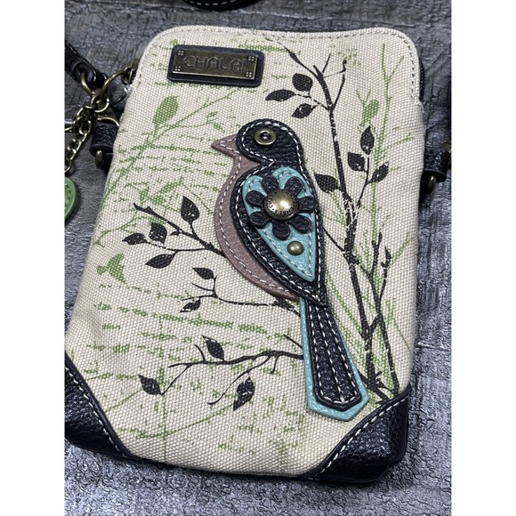 CHALA Crossbody CANVAS Bag BIRD BOTANICAL POCKET VEGAN Boho - Picture 2 of 7